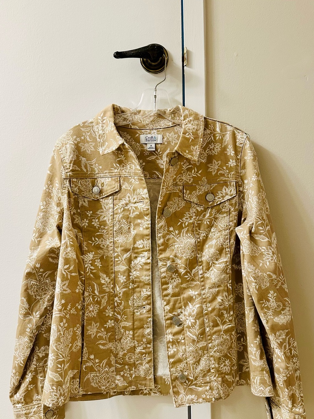 croft & barrow Tan Floral Jean Jacket